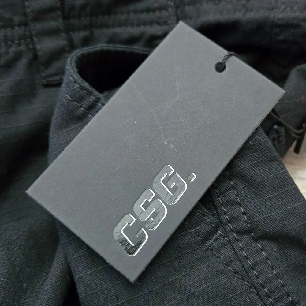 NWT CSG Unity Black Cargo Shorts Men's Snapbutton Flap Pocket Ripstop Utility 42